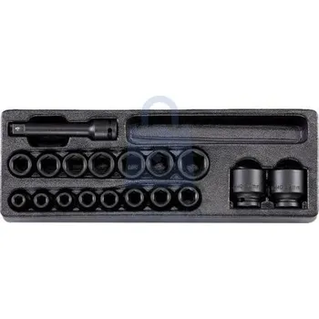 Modul A sada průmyslových hlavic 1/2” pro dílenský vozík, 20 dílů, HONITON 390 × 135 mm, balení 1 ks