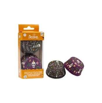 Party dekorace Košíčky na muffiny - Happy Halloween (kostra, netopýr) / Decora