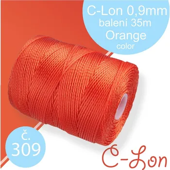 Nit Nylonová nit C-Lon pevná korálková nit. Barva 309 Orange. Síla nitě 0,9mm. Balení 35m na cívce.