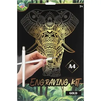 kreativní sada Majjam Škrabací obrázek zlatý, A4 - slon