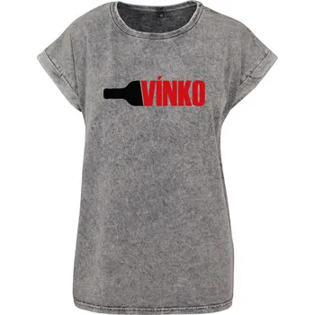 Dámské tričko Acid wash Vínko Velikost: 4XL, Barva trička: Světle šedá