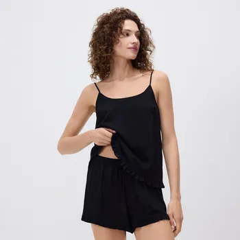 Dámský kabát Reserved - Pyžamo z viskózy - černý - 005EY-99X - 005EY-99X-XL