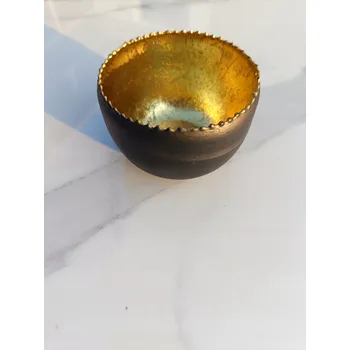 Svícen GLAMOUR SVÍCEN na čajové svíčky, BARVA ČERNÁ / ZLATÁ