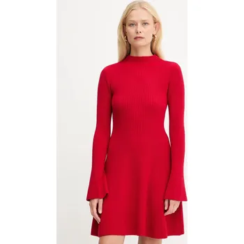 Dámské šaty Šaty s příměsí vlny Twinset červená barva, mini, 252TT3140 33X, vel. L