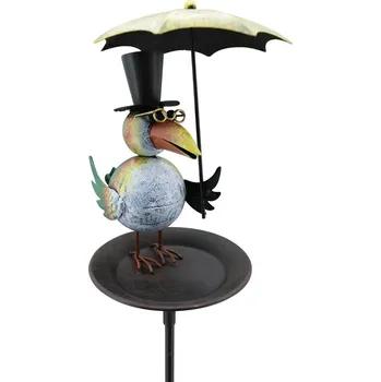 Zahradní dekorace Zapichovací napajedlo pro ptáky Kevin, 137x17,75 cm, kov, vícebarevná