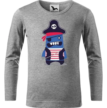 Chlapecké tričko DOBRÝ TRIKO Dětské bavlněné triko Příšerka pirát Velikost: 158/12 let, Barva: Tmavě šedý melír