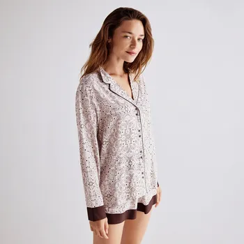 Reserved - Dvoudílná pyžamová souprava s&nbsp;vysokým podílem viskózy - béžová - 060EY-80X - 060EY-80X-XS