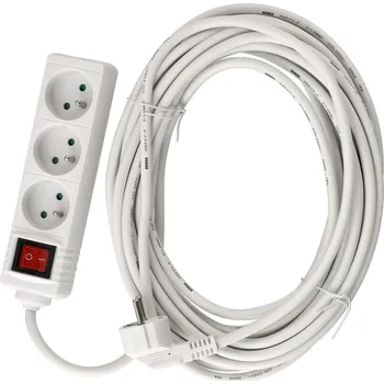 Prodlužovací kabel Berge Prodlužovací kabel 10m s uzemněním, 3 zásuvky - bílý 3*1,5 mm2 3680 W