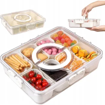 Dóza na potraviny HERMETICKÁ DÓZA NA POTRAVINY S 8 PŘIHRÁDKAMI A VÍKEM NA SVAČINY A DEZERTY