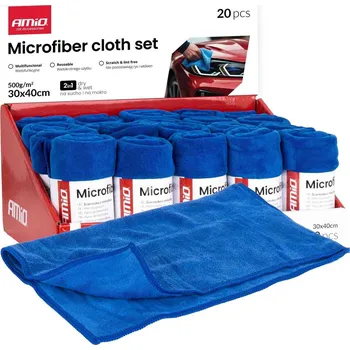 Utěrka Sada utěrek z mikrovlákna 20 kusů 500gsm 30x40cm AMIO-04490