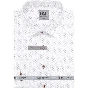 Pánská košile Pánská košile AMJ Slim fit bílá se vzorem VDSB1398 velikost: 38, délka rukávu: dlouhý rukáv