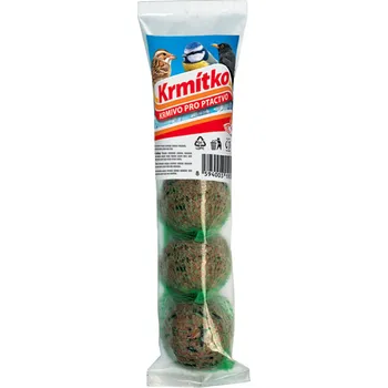 Krmivo pro ptáka Lojsemenná koule 4 ks folie (4x90 g) s bylinkami se síťkou