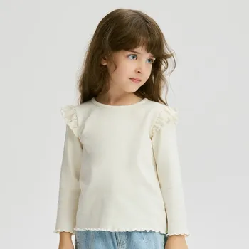 Dívčí tričko Reserved - Tričko s volánky na ramenou - krémová - 425FT-01X - 425FT-01X-104