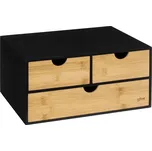 Kosmetický organizér Bava, černá/s dřevěnými prvky