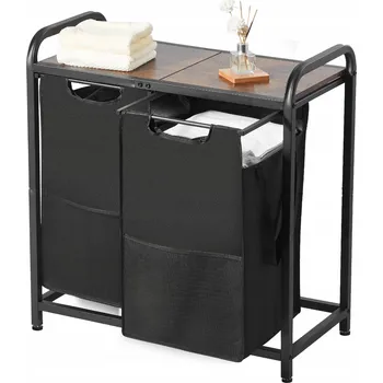 Koš na prádlo Vevor 92 l, hnědý/černý