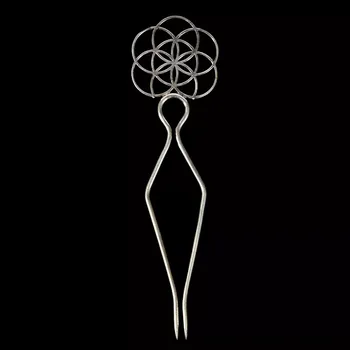 Ozdoba do vlasů Jehlice do vlasů z německého stříbra Seed of Life, Sittar.cz