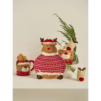 Vánoční dekorace Sinsay - Vánoční keramický podnos ve tvaru soba - vícebarevná - 817GQ-MLC - 817GQ-MLC-ONE