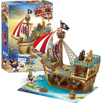 Puzzle CUBICFUN 3D puzzle Pirátská loď s pokladem 157 ks
