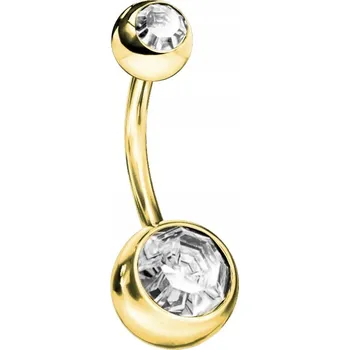 Piercing Titanově zlatý piercing do pupíku s krystalky 1,6/10/5/8 krystalový