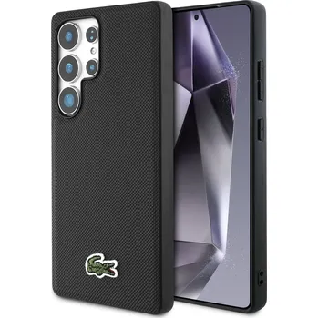 Pouzdro na mobilní telefon Lacoste Iconic Petit Pique Woven Logo MagSafe Zadní Kryt pro Samsung Galaxy S25 Ultra Barva: Černá