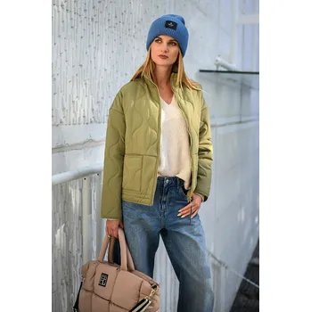 Dámská casual bunda OLIVOVÁ DÁMSKÁ KRÁTKÁ PROŠÍVANÁ BUNDA JdY