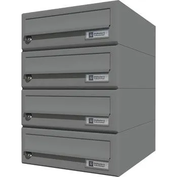 Poštovní schránka JU poštovní schránka 4dílná, 300 x 440 x 380 mm, ocel hliníkově šedá RAL 9007