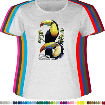 Dámské tričko damske-levne-bavlnene-tricko-digitalni-potisk-tukan-obrovsky Barva: Ash melange - popelová směs, velikost: 3XL