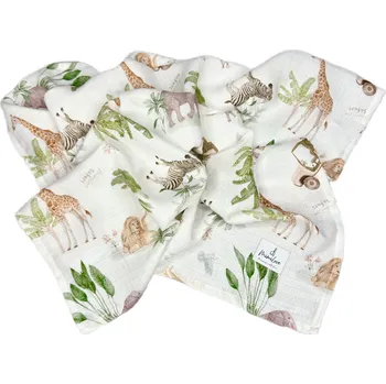 Dětská deka Mimilove Mušelínová plenka 75x75 cm Safari