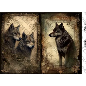 Umělecký papír Rýžový a soft papír na decoupage - Vlk - KB01286 Materiál: Soft, Rozměr: A4