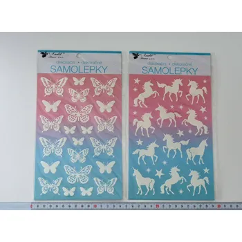 samolepka Samolepky třpytivé bílé JEDNOROŽCI