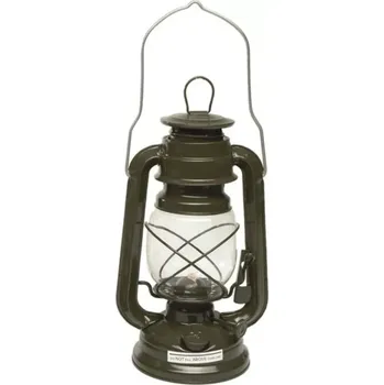 Petrolejová lampa Petrolejová lampa OLIV menší 23 cm (Lehká petrolejová svítilna ve vojenském KHAKI zabarvení, provedení menší než klasická petrolejka)