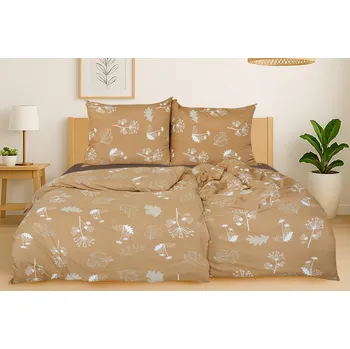 Povlečení Povlečení z mikrovlákna s bavlněným efektem 4dílné LIVA hnědé