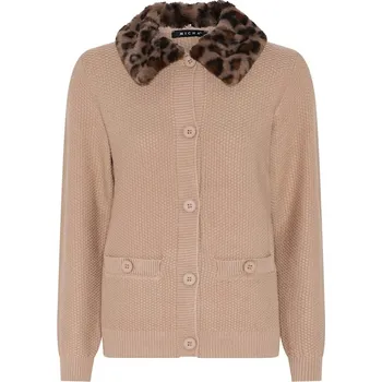 Dámské sako Pletený kabátek Micha 143 255 s límcem z umělé kožešiny Velikost: L