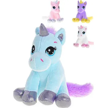 plyšák Jednorožec plyšový 17cm sedící 4barvy 0m+ v sáčku Barvy: světle modrá