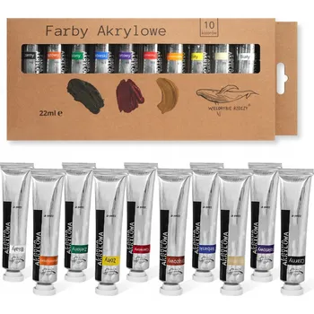 Vodová barva Akrylové barvy Wielorybie Rzeczy, vícebarevné, sada 10 ks, 22 ml
