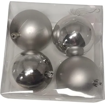 Vánoce Vánoční koule stříbrná 4 ks