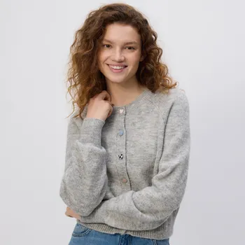 Dámský svetr Reserved - Kardigan s ozdobnými knoflíky - světle šedá - 070GH-09M - 070GH-09M-S