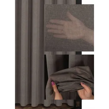 Záclona Záclony na žabky s tunýlkem Záclona Hnědá Matná s řasící páskou š120x120