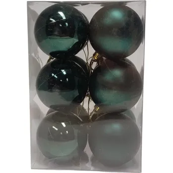 Vánoční dekorace Vánoční koule střední zelená/ tmavá 12 ks