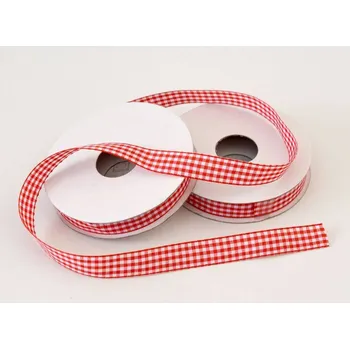 Stuha Látková stuha - KOSTKY ČERVENO-BÍLÉ