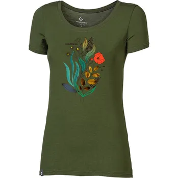 Dámské tričko Dámské bambusové triko PROGRESS Liberta Bouquet khaki Velikost: S