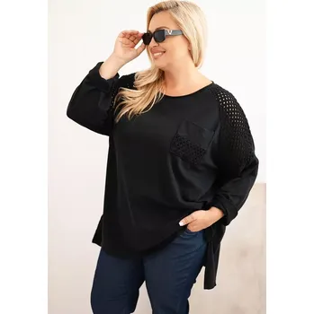 Dámská halenka Kesi Włoski Dámská blůza Plus Size bavlněná s potiskem černá Kesi Włoski černá | modrá 3408214