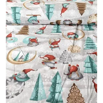 Metráž Vánoční bavlněná látka skřítci na sněhu | RTex