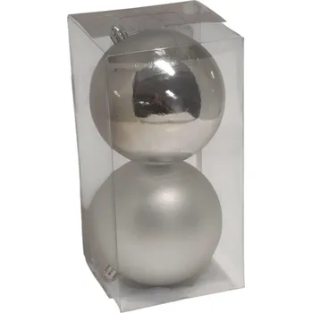 Vánoce Vánoční koule velká stříbrná 2 ks