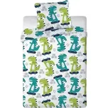 FARO Bavlněné povlečení do postýlky Dino skate - 100x135 cm + 40x60 cm