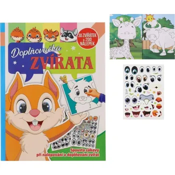 Samolepící dekorace Pracovní sešit se samolepkami Doplňovačka zvířata + 200 nálepek CZ verze 21x28cm