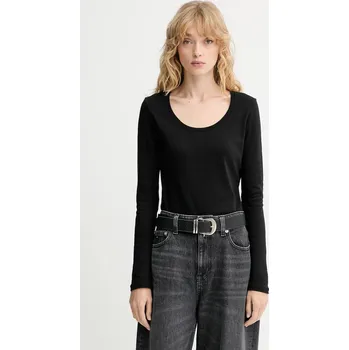 Pánské tričko Bavlněné tričko s dlouhým rukávem Calvin Klein černá barva, LV044D228G 99X, vel. XXS