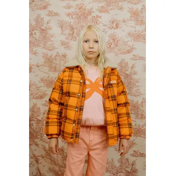 Chlapecká bunda Dětská bunda Tinycottons CHECK PADDED JACKET oranžová barva, AW25-145 AW25.145 22X, vel. 92