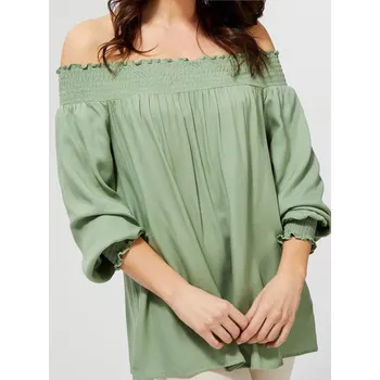 Dámská móda Světle zelený top s odhalenými rameny Moodo - Dámské Moodo světle zelená 1394621