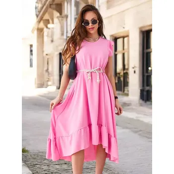Dámské šaty Resti Women's midi dress with ruffles and short sleeves Resti růžová 3407587
